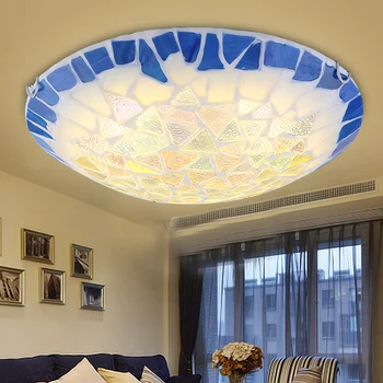 Montagem em superfície Mediterrâneo Vidro do Teto do Diodo emissor de Luzes Para a sala de estar e Quarto de luminaria teto de Moda Lâmpada do Teto Para o Lar