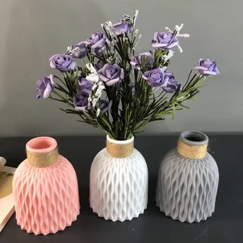 Moderno Vaso De Flor Imitação De Cerâmica Vaso De Flores Da Decoração Da Casa De Plástico Vaso De Flores Ondulações Estilo Nórdico A Decoração Home