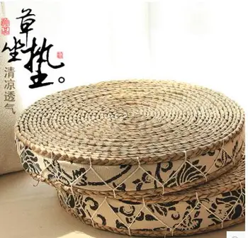 simples palha weaven almofada do assento de janela de sacada assento tapete tatame rodada acolchoado almofada futon