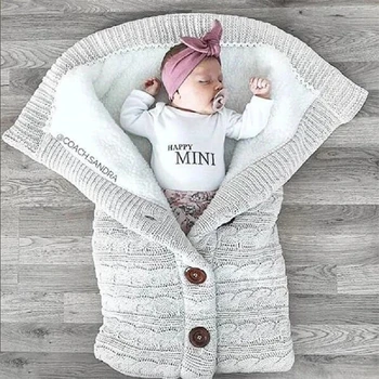 Recém-Nascido De Inverno Quente Infantil Bebê Saco De Dormir Botão De Tricô Swaddle Envoltório Faixas De Manta De Bebê Sacos De Dormir Одеяло