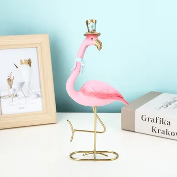 Nordic Ambiente De Trabalho Resina Flamingo De Enfeites Para A Decoração Home Sala Quarto Animal De Artesanato Festa De Casamento De Dia Dos Namorados Ornamento Presente