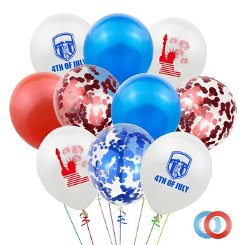 33pcs vermelho e azul, Dia da Independência Americana festa do balão conjunto de lantejoulas balões decoração festiva balões