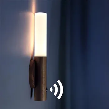 Suspensão Magnética Luzes da Noite de Madeira Armário de Cozinha da Noite Lâmpada Recarregável USB Quarto de Cabeceira, Candeeiros de Leitura