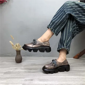 Mulheres de couro hermético sapato de menina casual de couro ms único grande da base de dados de sapato confortável retro sapatos pode ser um grande número de ordem