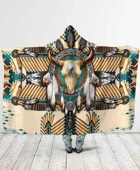Plstar Cosmos Aves de Penas/Nativo/Buffalo Head Motivos Capuz Cobertor 3D full print Wearable Cobertor Adultos homens mulheres estilo-10