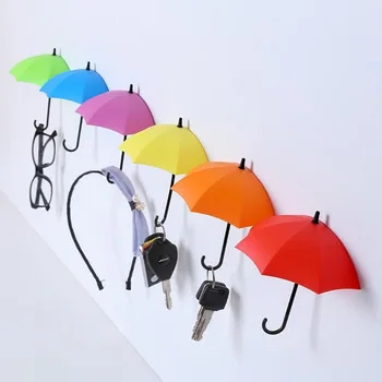 Moda Gancho 3pcs Guarda-chuva na Parede Gancho de Bolsa porta Chaves de Parede de Cozinha Ganchos Casa Decorativa do PVC Colorido Ganchos Para Pendurar