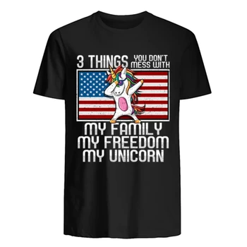 3 Engraçado As Coisas Enxugando Unicórnio Bandeira Americana T-Shirt. Novo 100% Algodão Manga Curta-O-Pescoço Casual T-shirts Solta Top Tamanho S-3XL