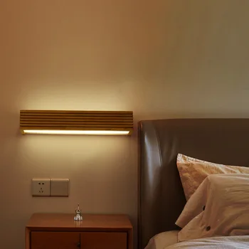Nordic estilo Japonês de madeira do interior da lâmpada de parede moderna e minimalista, lâmpada de parede de cabeceira da lâmpada criativo sala de estar, quarto AC220V