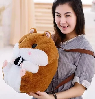 Presente para o bebê 1pc 50cm engraçado castanha hamster de pelúcia mochilas bonito estudantes bolsa de ombro Mochila menina senhora de brinquedo