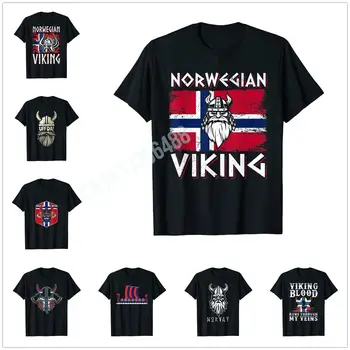 Mais Design Noruega Vikings Escandinavos Norueguês Bandeira T-Shirt Para Homens, Mulheres T-Shirt Tops De Algodão Tees