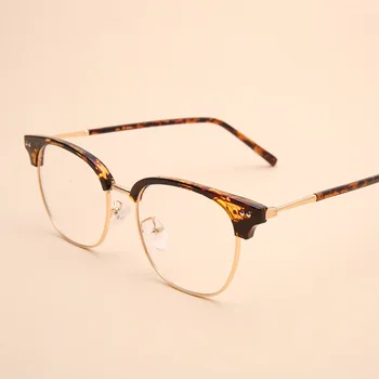 TR90 Metade Rim Óculos de Armação Homens Mulheres Vintage Limpar Óculos Ópticos, Óculos de Prescrição de Óculos com Armações de Óculos de Oculos