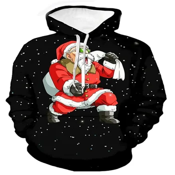 Novo Padrão de Homens Natal Hoodies Engraçado Santa Impressão Camisola 3D Digital de Impressão Personalizado Bordado com Capuz Casual Capuz