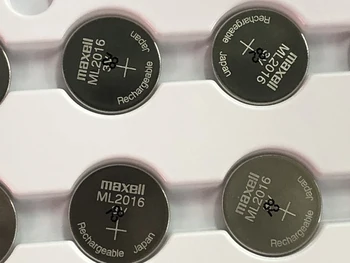 5pcs/monte Maxell ML2016 ML de 2016 3v bateria de Li-Ion de Lítio Recarregável de Iões de Moeda Botão da Bateria da CMOS, RTC Baterias de Célula