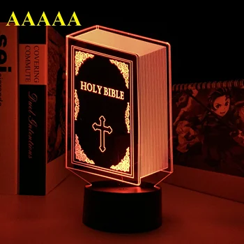 Bíblia sagrada Ilusão 3D a Luz da Noite De 16 Cores Mudando Nightlight para o Religioso, crente Dom Igreja Atmosfera de Quarto de Lâmpada de Mesa