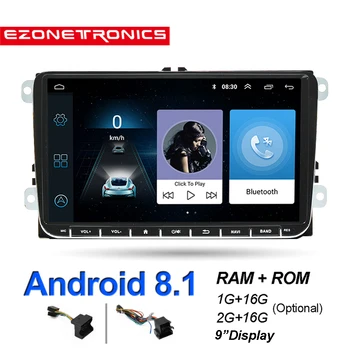 2Din Android 8.1 auto-Rádio Estéreo Leitor de 9 polegadas de 2G ou 1G DDR3 de GPS Navigatie Bluetooth para VW Passat Golf MK5 -6 Jetta T5 EOS POLO