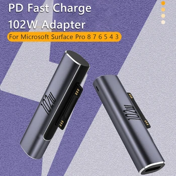 Magnético de Carregamento Rápido Conversor Para o Microsoft Surface Pro X 8 7 6 5 4 3 Vá Livro para USB Tipo C PD Adaptador de Plugue do Carregador Conector