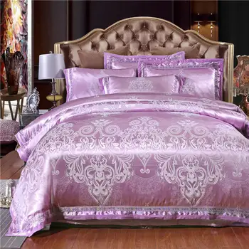 4Pcs Tiansi algodão, Cetim, Jacquard, roupa de cama de Luxo define jogo de cama casal queen king size capa de edredão de cama de folha de definir fronha.