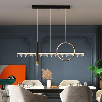 2022 Novo Lustre da Sala de Jantar Sala de estar, Quarto de Cristal Interior Tecto, lustre Preto Redondo Ilha de Cozinha Hanging Lamp