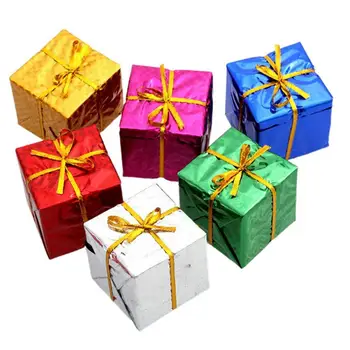 Caixa de presente Ornamentos Mini Caixa de Presente de Natal, Decorações para Árvores de Praça de Espuma Caixa de Presente Pingentes de Natal Enfeites de Árvore de Caixa de Presente para o Lar