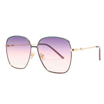 Luxo Praça Óculos de sol das Mulheres de Armação de Metal de Óculos de Sol para Homens Exterior Óculos, Um Pedaço Gafas Oculos Tons 039DF