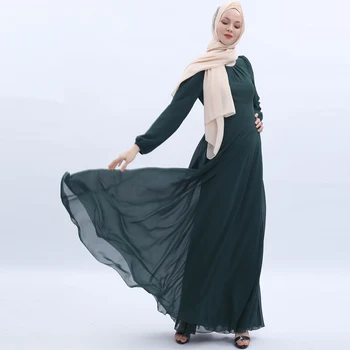 O ramadã Mulheres Muçulmanas Chiffon Saia Longa de Arabian Sólido de Cor Tamanho Grande Respirável, Confortável e Elegante Vestido de 2022 Novo Estilo