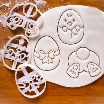 Cute Mini Cookie Cortadores de Moldes Reutilizáveis Biscoito Relevo Coelho Molde Fondant de Pastelaria Cortador de Carimbo Para a Páscoa de DIY Ferramentas de Cozimento
