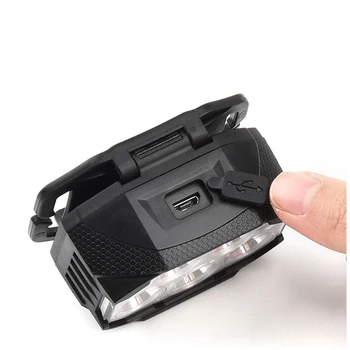 100LM Mãos-livres de Indução Farol Recarregável USB Lâmpada da Cabeça de 6 de Luz de Mudanças de Brilho da Lanterna elétrica a Pesca Exterior