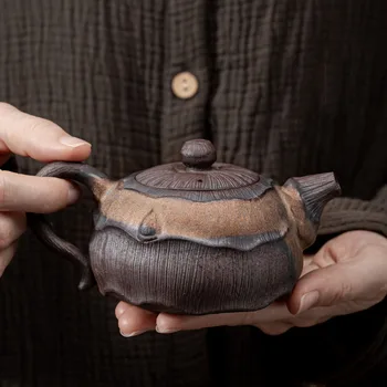 Japonês Dourado Ferro Esmalte Lotus Incenso Lidar com Pote de Cerâmica de Kung Fu Bule Único Bule Mão Ewer Pu er Chá Dispositivo