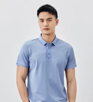 V8051-Homens casual manga curta camisa polo masculina verão nova cor sólida meia manga Lapela T-shirt.