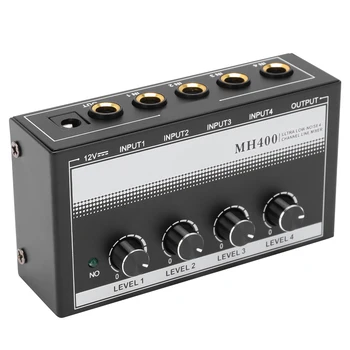 Mixagem de som 4 Canais de Linha de Baixo nível de Ruído Mini Pacto para o Clube de Estágio NOS Plug AC100‑240V Clube de Som Mixer de Áudio de Baixo Ruído Changer