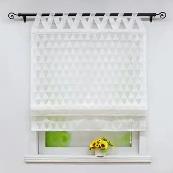 Romano Cortinas Modernas Forma Triangular Windows Pura Cortinas de Tule Sombra em Voile de Cortinas Saia para Cozinha, Decoração Home