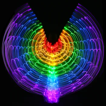 Meninas DJ LED Asa de Luz Asa Traje Novo de Desempenho Prop Mulheres de Dança Acessórios LED Asas de Borboleta arco-íris colorido