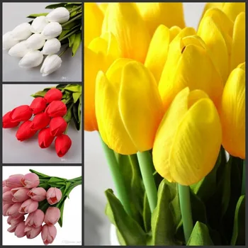 50 peças/lote Tulipa Flores Artificiais Artificial do PLUTÔNIO buquê de toque Real flores Para a Casa de Casamento decoratiom Suprimentos