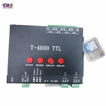 DC5V 12V T4000 TTL Programble LED RGB SPI Controlador de Cartão SD 1024 Pixels Para WS2801/WS2811/WS2812/6803/2815/2813 Luz de Tira