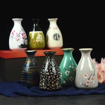Japonês de bebidas alcoólicas causa pote retro cerâmica quente licor pote distribuidor família branca pequena garrafa de vinho Chinês barware sakura