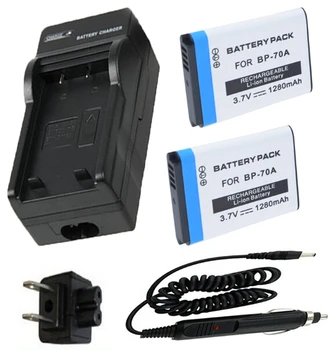 BP 70A BP70A BP-70A Bateria (2-Pack) + Carregador para Samsung BP-70A, BP 70A, BP70A, EA-BP70A bateria Recarregável de Íon de lítio De 3,7 V 1280mAh