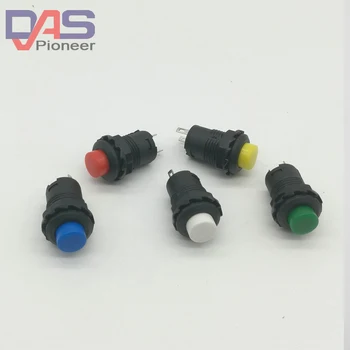 Auto reset DS227 12mm de pressão momentânea botão de bloqueio interruptor Vermelho YellowBlue Verde Branco