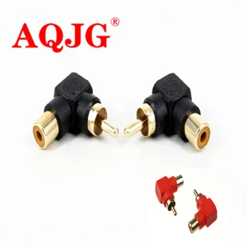 2 Pcs RCA Conector Plug Adaptadores Macho-Fêmea de 90 Graus Ângulo Direito M/F Conector Banhado a Ouro