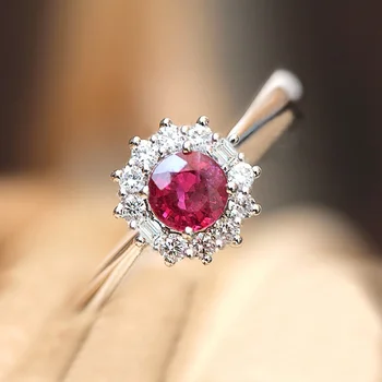 USTAR Vintager Pedra Vermelha anéis de Casamento para as mulheres brilhante zirconia cúbico anéis de noivado anel feminino moda jóias anel