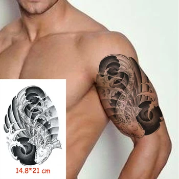 Impermeável da Etiqueta Temporária Tatuagem peixes, estrelas-do-mar da onda shell tatuagem da Arte Corporal fake tattoos o flash tatto Mulher, Homem, menino 14.8*21 cm