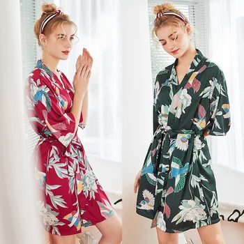 2022 novo Seda senhora Pijamas Novos Produtos a Primavera E o Verão Na Manga Irá Código de Robe, Roupão de banho, Casa e do Mobiliário de Roupas Wp1052