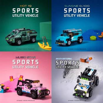 MOC City Técnico Estrada-Off Carro esportivo do Modelo de Blocos de Construção Criativa SUV Tijolos de Charrete-Veículo de Brinquedo Para a Criança de Presentes de Aniversário