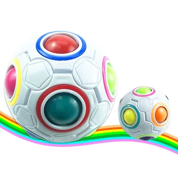 1@#stress Cubo Esfera de arco-íris Adultos, as Crianças Apaziguador do Stress Brinquedos quebra-Cabeças de Futebol de Cubo Mágico de ensino Aprendizagem de Brinquedo