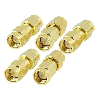 Novo Quente 5 peças de Ouro Tom SMA Macho-SMA Macho Plug RF Coaxial com Conector do Adaptador