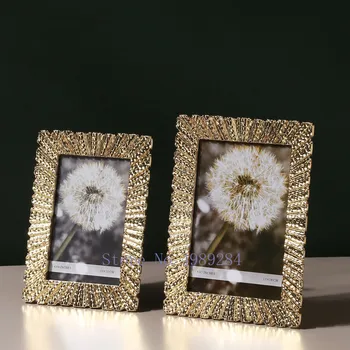 Metal Dourado Moldura Artesanal Retro Armazenamento De Fotos Exibir Home Sala Quarto Photoframe Decoração De Casamento Em Família