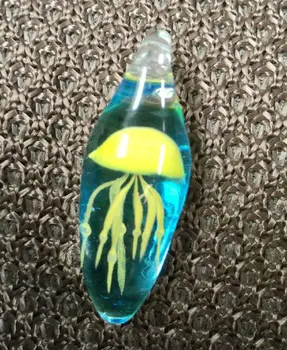Artificial de Charme Vidro Azul únicos e artesanais vintage pingente BEAUTIFL Amarelo água-viva