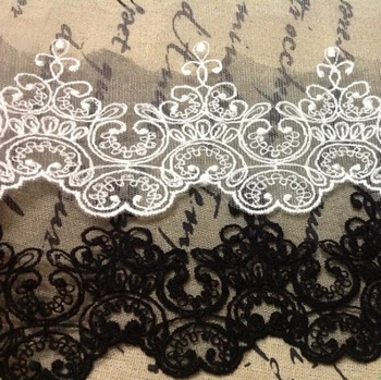 5 Jarda/lote roupas de Alta qualidade de materiais têxteis tecido do laço preto branco DIY manual de largura 10cm 3.93