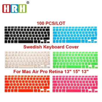 HRH 100pcs Ultra-fino sueco de Gel de Silicone eu/UK Tampa do Teclado Protetor da Pele de Filme Adesivo Para MacBook Air Pro Retina 13 15 17