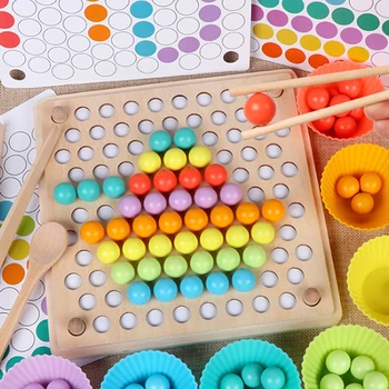 Bebê Engraçado Esferas Jogo Montessori Início da Infância, as Crianças de Madeira Clip Bola de Puzzle Pai-filho Brinquedo Interativo Para Crianças Presente