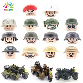 Crianças Brinquedos 48pcs/monte WW2 Militar Motobike Figuras Blocos de Construção Soviética, França EUA reino UNIDO China Soldados Tijolos de Brinquedos Para as Crianças Presentes